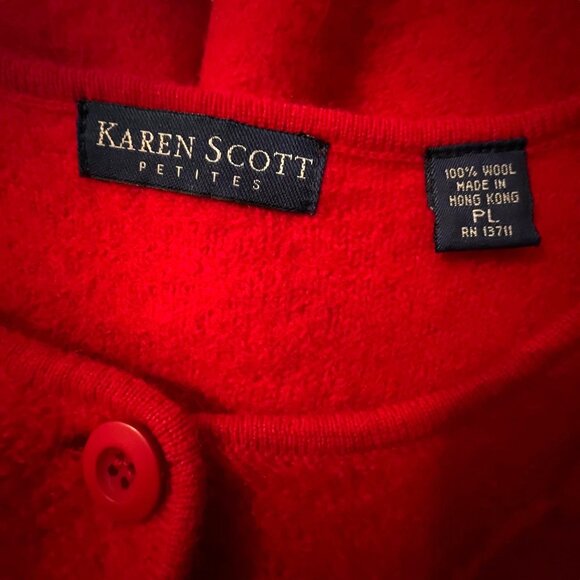 Vtg Karen Scott Red Boiled Wool Jacket Floral Embroidery Embellishments Buttons - Picture 6 of 12